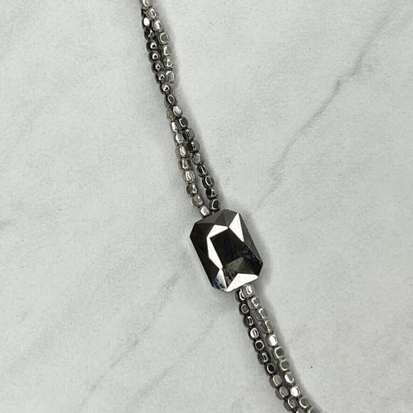 Chico's Silver Tone Box Beaded Double Strand Necklace - Picture 9 of 11